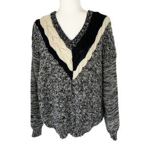 Vintage Concrete Mix 3D Cable Knit Chunky Women Sweater Fisherman Grandpa Marled